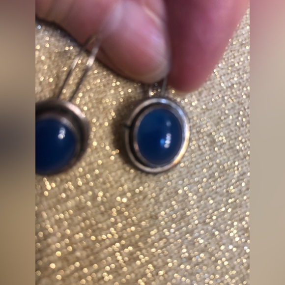 Sterling Silver Earrings & Shiny Blue Lapis! Handmade Vintage Gift! Grad gift - Picture 8 of 9
